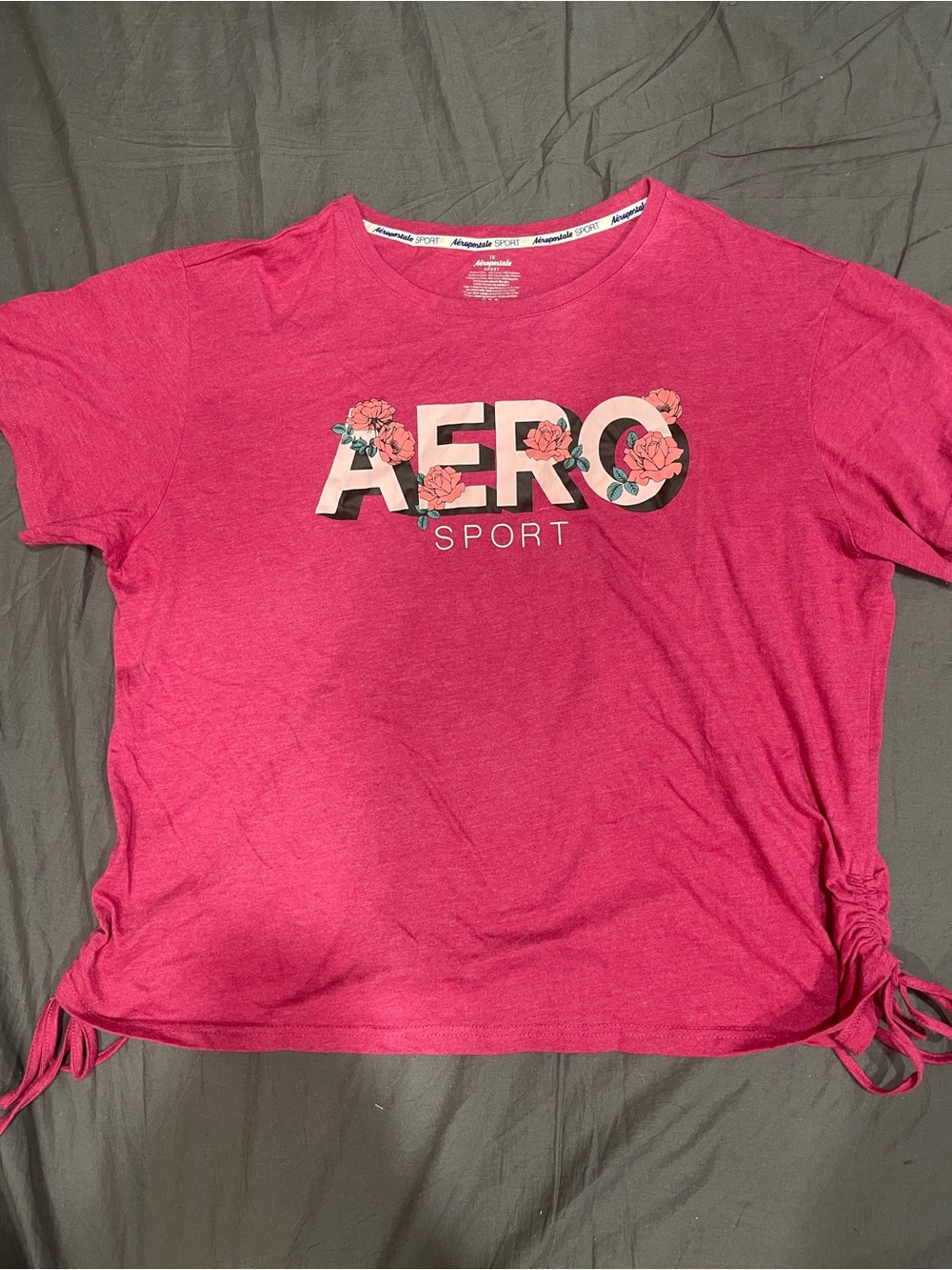 Aeropostale Pink Graphic Tee with Floral Accents